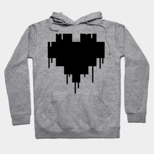 Black Dripping Pixel Heart Hoodie